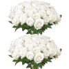 VEVOR Artificial Flowers, 60 pcs Real Looking White Foam Fake Roses Bulk, White Faux Bridal Shower with Stems for DIY Wedding Bouquets