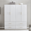 74" H Wardrobe Closet with 2 Doors Wood Armoire Wardrobe Closets Cabinet Wardrobe Cabinet White Storage Cabinet Bedroom Armoires with Hanging Rod 2 Dr