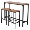 VEVOR Bar Table, 3PCS 47″ Bars Tables Set, Bar Tables and Chair Set with Rounded Edge Design, Rectangular Pub Table with Two Stools for Office Desk