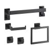VEVOR Matte Black Bathroom Hardware Set, 5 Pieces Bathroom Accessories Set, Stainless Steel 16 inch Towel Bar, Towel Rack, 2 Robe Towel Hooks