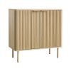 VEVOR Coffee Bar Cabinet, Mid Century Fluted Coffee Bar Table with 2-Tier Storage, Buffet Stand Cabinet with 2 Barn Door