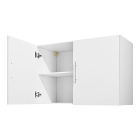 VEVOR Laundry Room Wall Cabinet, 2-Tier Wall Mounted Hanging Cabinet with Adjustable Shelf, 36 in Cupboard Storage with 2 Doors, for Kitchen, Bathroom