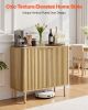 VEVOR Coffee Bar Cabinet, Mid Century Fluted Coffee Bar Table with 2-Tier Storage, Buffet Stand Cabinet with 2 Barn Door