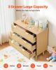 VEVOR 3 Drawer Rattan Dresser, Modern Closet Dresser for Bedroom, Natural Rattan Chest of Drawers with Metal Handles & Wooden Legs