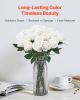 VEVOR Artificial Flowers, 60 pcs Real Looking White Foam Fake Roses Bulk, White Faux Bridal Shower with Stems for DIY Wedding Bouquets