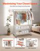 VEVOR Clothes Rack, Rolling Clothing Garment Rack with 2 Hanging Rods and 2 Storage Shelves, 264 lbs Load Capacity
