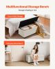 VEVOR Storage Ottoman Bench, Button-Tufted End of Bed Bench with Side Bags, Flip-up Upholstered Storage Chest with Metal Frame