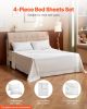 VEVOR 4-Piece Bed Sheet Set - King Size, 100% Brushed Microfiber Bedding Set with 2 Pillowcases, 1 Flat Sheet & 1 Fitted Sheet