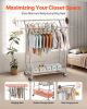 VEVOR Clothes Rack, Rolling Clothing Garment Rack with 2 Hanging Rods and Storage Basket, 330 lbs Load Capacity