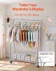 VEVOR Clothes Rack, Rolling Clothing Garment Rack with 2 Hanging Rods and Storage Basket, 330 lbs Load Capacity
