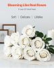 VEVOR Artificial Flowers, 60 pcs Real Looking White Foam Fake Roses Bulk, White Faux Bridal Shower with Stems for DIY Wedding Bouquets