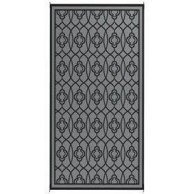 Reversible Outdoor Rug, Waterproof Plastic Straw With Carry Bag, 9 X 18, Black & Gray Lantern (Option: Black)
